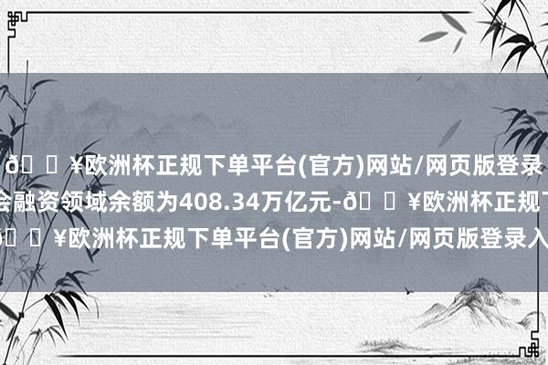 🔥欧洲杯正规下单平台(官方)网站/网页版登录入口/手机版我国社会融资领域余额为408.34万亿元-🔥欧洲杯正规下单平台(官方)网站/网页版登录入口/手机版